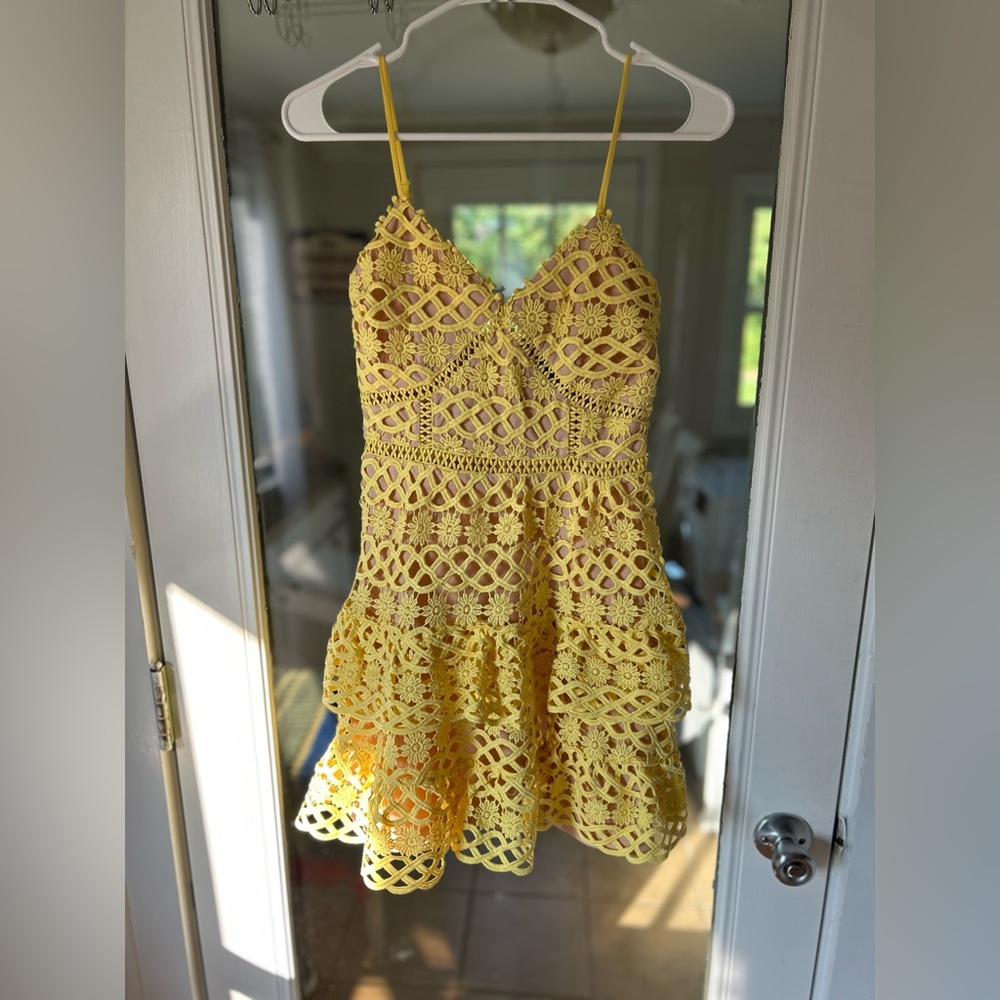 Lulu's Yellow Tiered Sundress Sweetheart Mini